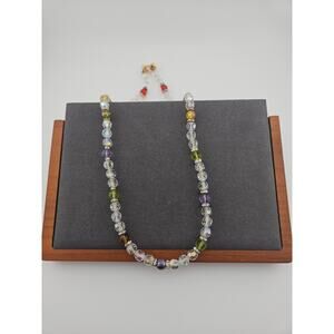 Multicolored Beaded Crystal Necklace Colorful Sparkle 24"